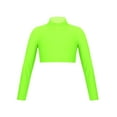thumbnail image 1 of Zaldita Kids Long Sleeve Dance Crop Top Mock Neck Ballet Pullover Gymnastics Yoga Shirts Sport Tee Fluorescent Green 12, 1 of 5