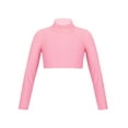 thumbnail image 1 of Zaldita Kids Long Sleeve Dance Crop Top Mock Neck Ballet Pullover Gymnastics Yoga Shirts Sport Tee Pink 6, 1 of 5