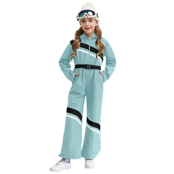 Zaldita Kids Waterproof Jumpsuit Snowsuit Hooded Romper Boys Girls Ski Suit Winter Overalls Light Green 16