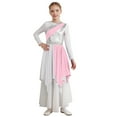thumbnail interactive-video image 1 of Danzcue Asymmetrical Metallic Praise Dance Tunic - Women's Liturgical Dancewear 1 of 5