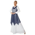 thumbnail image 1 of Zaldita Lyrical Dance Dress for Women Asymmetrical Praise Dance Tunic Overlay Worship Dress Navy Blue M, 1 of 7