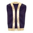 thumbnail image 1 of Zaldita Men Halloween Toad Vests Prince Captain Cartoon Waistcoat Metallic Shiny Trim Open Front Coat Carnival Purple L, 1 of 5
