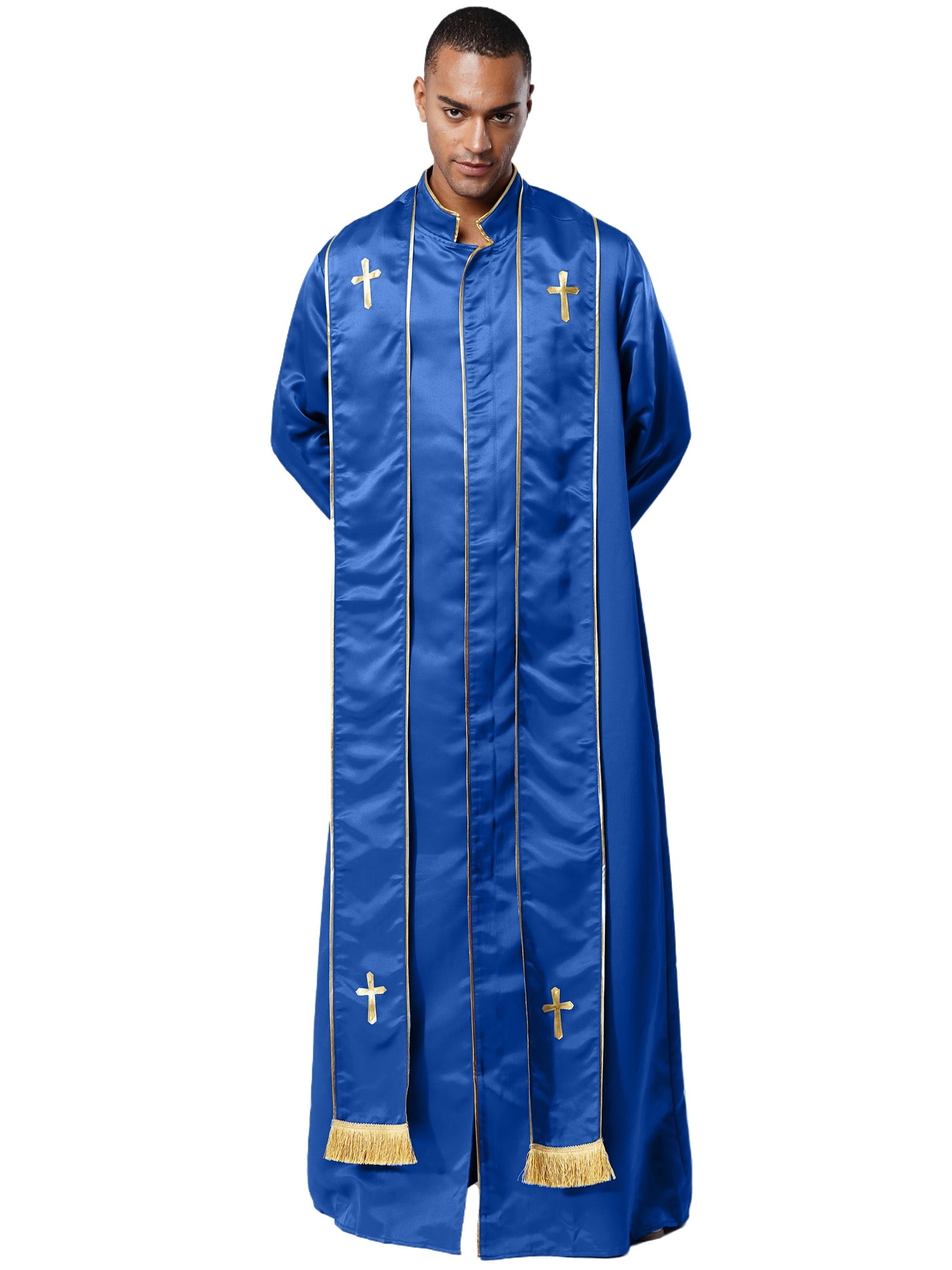 Zaldita Men Priest Robe Clergy Cassock Catholic Gown Pastor Outfit  Christian Dress Up Royal Blue XL - Walmart.com