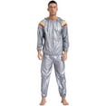 thumbnail image 1 of Zaldita Men's Anti-Rip Sauna Suit Weight Loss Sweat Suit Training Gym Workout with Jacket Hood Type A Silver S, 1 of 7