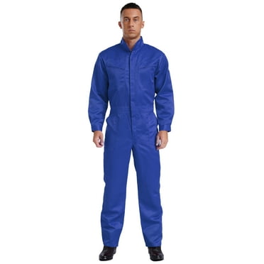 Zaldita Men's Long Sleeve Coverall One Piece Work Overalls Front Zipper Mechanics Workwear Jumpsuits Royal Blue S/160
