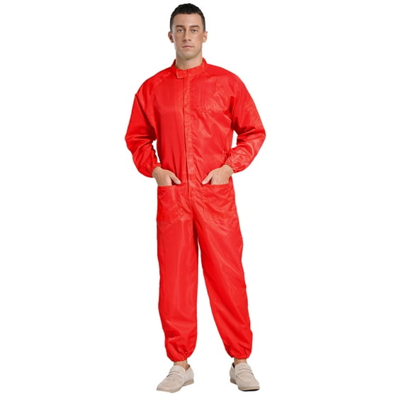 Zaldita Men's One Piece Work Coveralls Jumpsuits Long Sleeves Front Zipper One Piece Work Uniform Orange 5XL