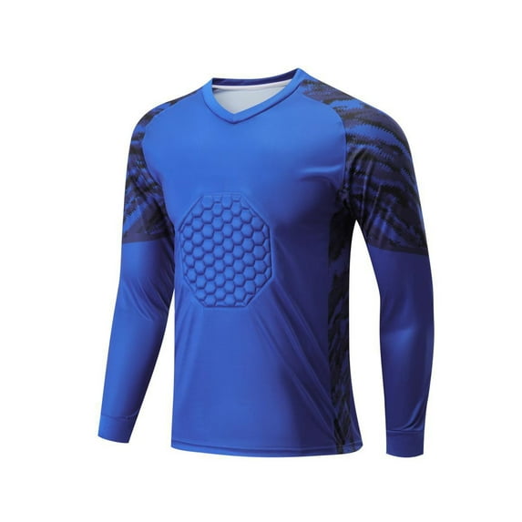 Zaldita Men's Padded Soccer Goalkeeper Jersey Long Sleeve Lightweight Shirt Goalie Sport Uniform Blue XL