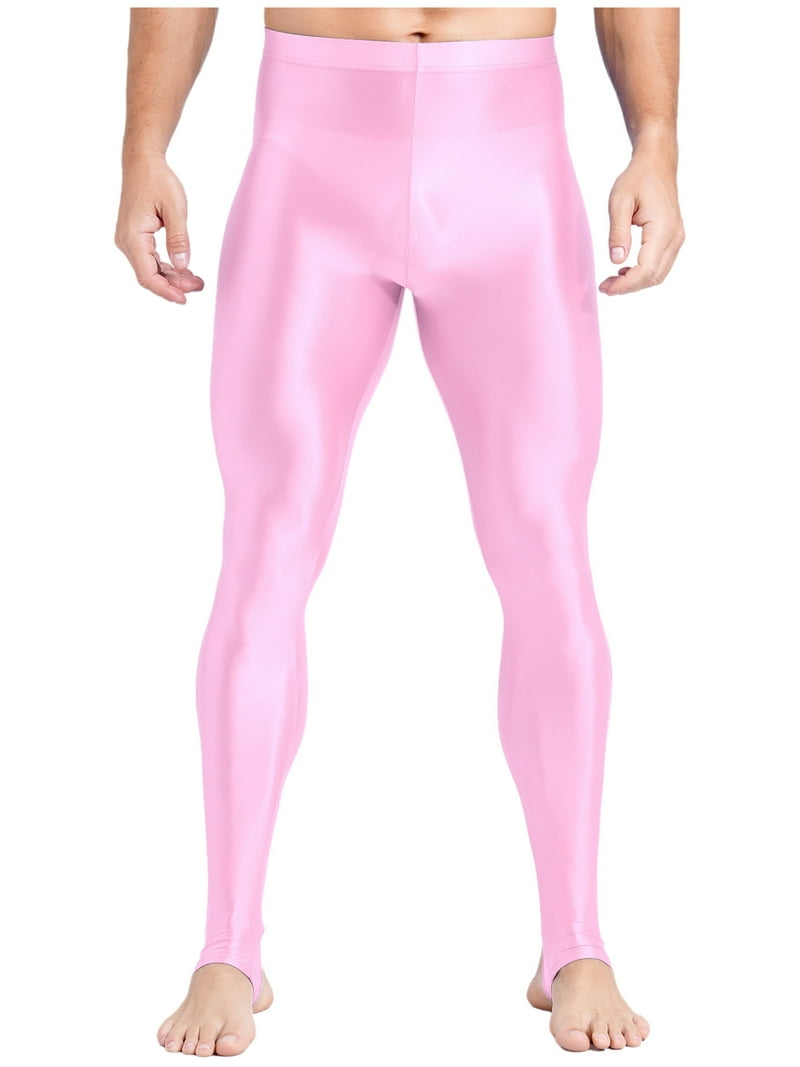 Zaldita Men's Plus Size Glossy High Waist Stirrup Leggings Tights
