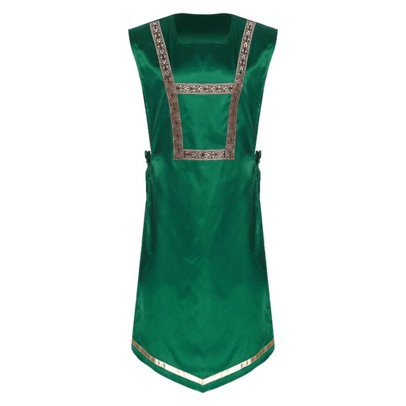 Zaldita Men's Praise Dance Tunic Top Side Lace-up Worship Overlays Church Liturgical Worship Dancewear Dark Green XL