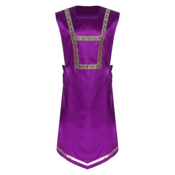 Zaldita Men's Praise Dance Tunic Top Side Lace-up Worship Overlays Church Liturgical Worship Dancewear Purple 3XL