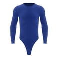 thumbnail image 1 of Zaldita Men's Thongs Bodysuits Leotard Tops Sleepwear Round Neck Long Sleeve Press Buttons Navy Blue XL, 1 of 5