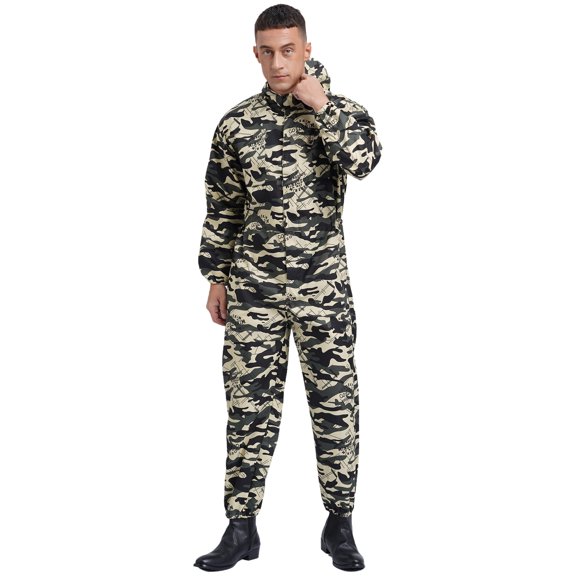 Zaldita Men's Work Overalls One Piece Mechanics Workwear Lightweight Jumpsuits Long Sleeve Suits Camouflage XXL/180