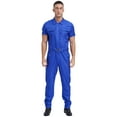 thumbnail image 1 of Zaldita Men's Work Overalls One Piece Mechanics Workwear Lightweight Jumpsuits Short Sleeve Suits Blue L, 1 of 7