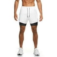 thumbnail image 1 of Zaldita Mens 2 in 1 Sport Shorts Cycling Biker Shorts Quick Drying Boyshorts Swim Trunks Beachwear White L, 1 of 7