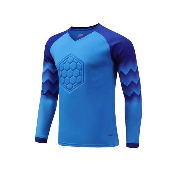 Zaldita Mens Goalkeeper Jersey V Callor Padded Goalie Shirt Geometric Prints Goalkeeper Trainning Blue XL