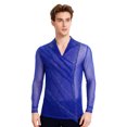 thumbnail image 1 of Zaldita Mens Latin Dance Shirt Long Sleeve Shiny Rhinestones Ballroom Dance Shirts Tops Royal Blue XL, 1 of 6