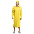 thumbnail image 1 of Zaldita Mens Middle East Pajama Sets Button Up Long Robe Sleeping Nightshirt with Hat Outfits Yellow L, 1 of 6