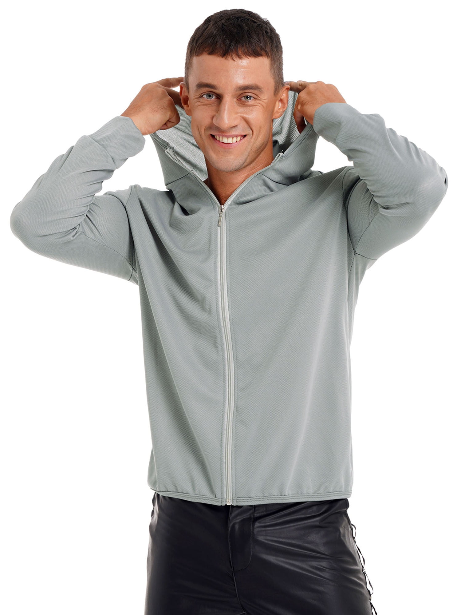 Zaldita Mens Sun Protection UPF 50+ Hoodie Zip Up Hooded 