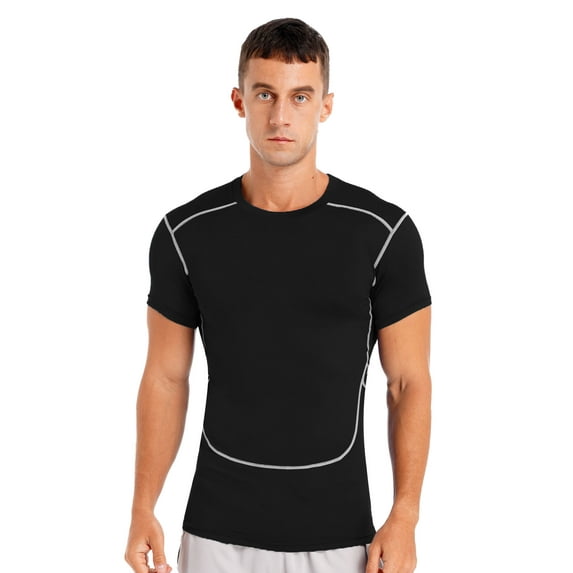 Zaldita Mens Swimming Rash Guard Shirts SPF UV Sun Protection T Shirt Undershirt Seaside Swimwear Black L