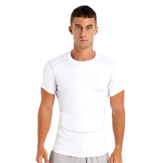 Zaldita Mens Swimming Rash Guard Shirts SPF UV Sun Protection T Shirt Undershirt Seaside Swimwear White S