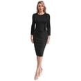 thumbnail image 1 of Zaldita Plus Size Bodycon Dress for Women Long Sleeve Pencil Peplum Cocktail Midi Dresses Black XL, 1 of 7