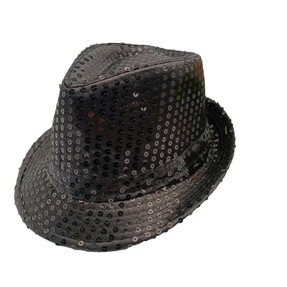 Zaldita Sequin Fedora Hat Disco Hat Jazz Dance Hat Stage Performance For Women Men Black One Size