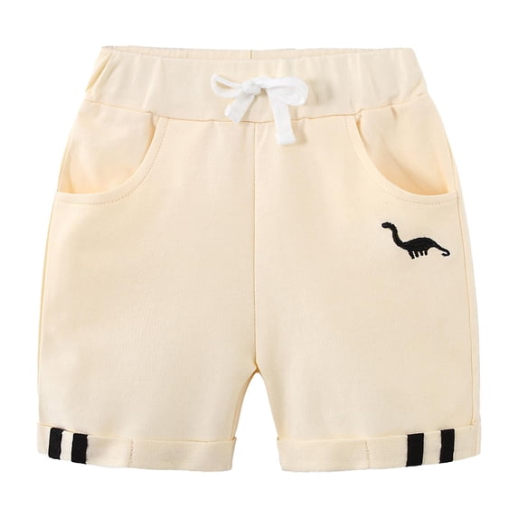 Zaldita Toddler Boys Cotton Pull On Shorts Solid Color Athletic Chino Short Pants with Pockets Champagne 5-6