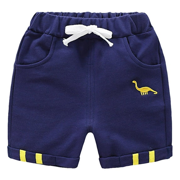 Zaldita Toddler Boys Cotton Pull On Shorts Solid Color Athletic Chino Short Pants with Pockets Navy Blue 5-6