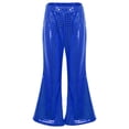 thumbnail image 1 of Zaldita Toddler Girls Hip Hop Jazz Streetwear Bell Bottom Pants Kids Sequined Performance Trousers Flare Pants A Royal Blue 6-7, 1 of 7