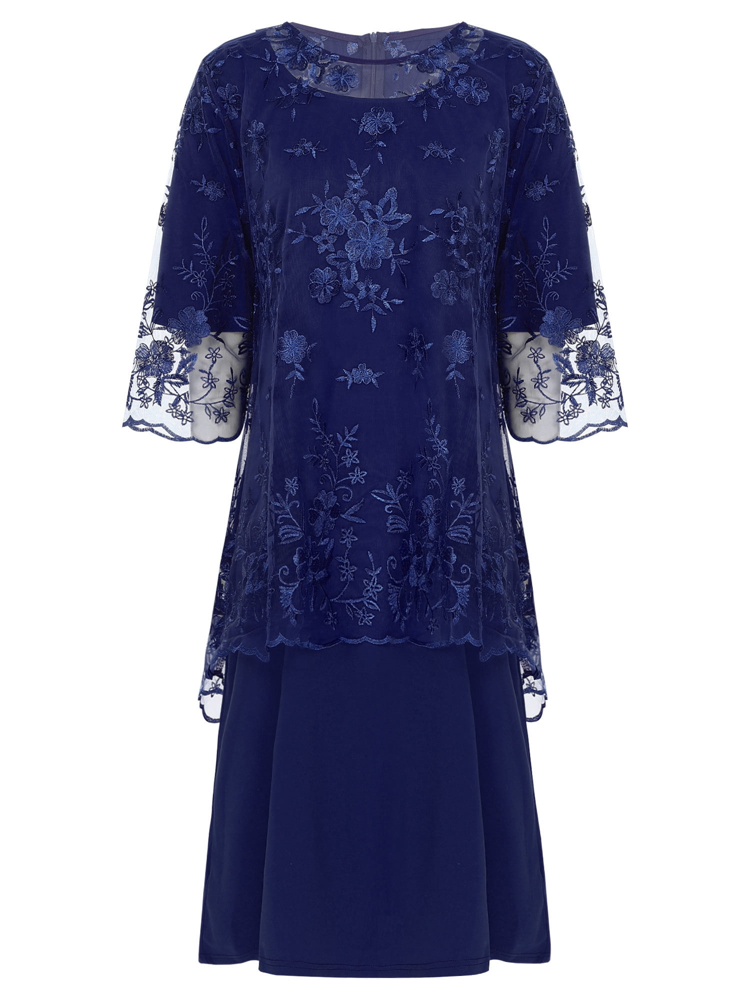 navy blue mother of the bride dresses plus size Cicinia Dark Navy Mother Of The Bride Dress Plus Size Long Appliques Lace Chiffon Ankle Length V-neck