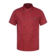 thumbnail image 1 of Zaldita Unisex Chef Coat Kitchen Work Uniform Cook Jacket Restaurant Hotel Chef Uniform Burgundy Short Sleeve XXL, 1 of 8