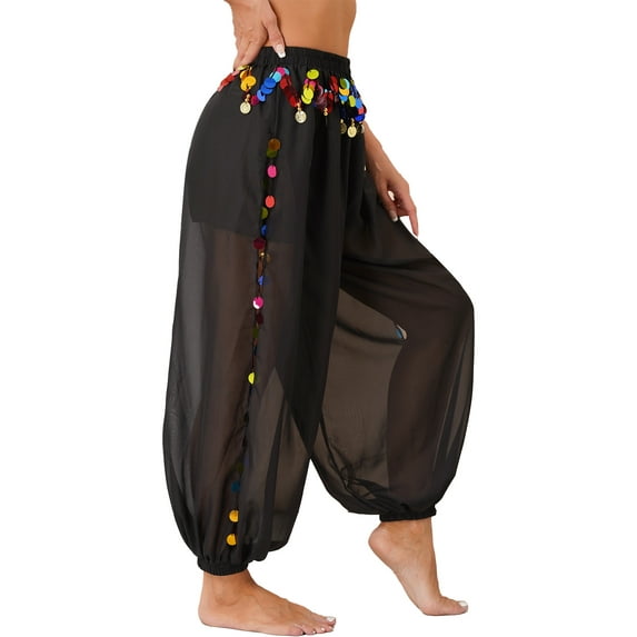 Zaldita Women Belly Dance Harem Loose Pants Arabic Halloween Pants Yoga Pilates Trousers Black One Size