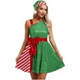 thumbnail image 1 of Zaldita Women Christmas Sequins Santa Dress  with Hat 2Pcs Clothes Outfit Xmas Party Dress Green 3XL, 1 of 5