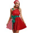 thumbnail image 1 of Zaldita Women Christmas Sequins Santa Dress  with Hat 2Pcs Clothes Outfit Xmas Party Dress Red S, 1 of 7