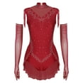 thumbnail image 1 of Zaldita Women Latin Dance Leotard with 1 Pair Gloves Tango Salsa ChaCha Ballroom Dancewear Burgundy S, 1 of 7