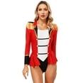thumbnail image 1 of Zaldita Women Long Sleeve Jumpsuit Color Block Patchwork Skirted Bodysuit Halloween Tassel Leotard Tops Red XL, 1 of 7