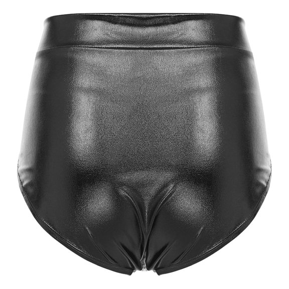 Zaldita Women Shiny Metallic Panties Briefs Thong Bikini Bottoms Ballet Dance Bottom Shorts Black S