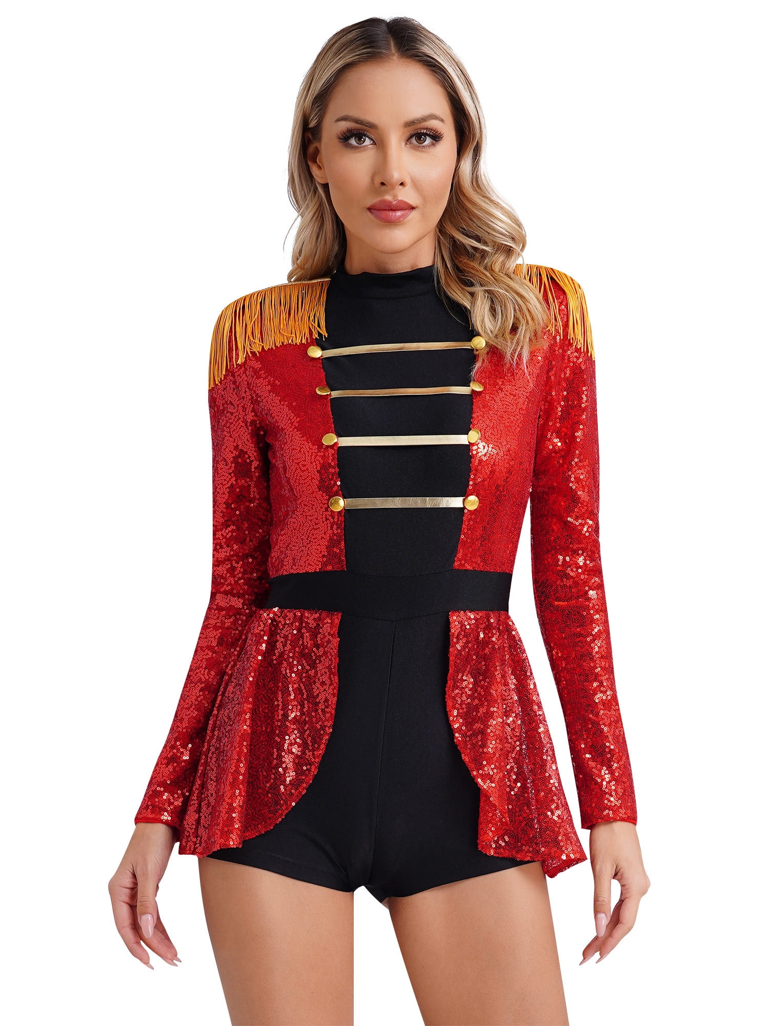 inhzoy Womens Sequins Circus Showman Bodysuit Festival Rave