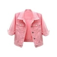 thumbnail image 1 of Zaldita Women's 3/4 Sleeve Denim Jacket Button Down Stretch Denim Jean Jacket Coats With Pockets Pink 3XL, 1 of 7