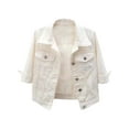 thumbnail image 1 of Zaldita Women's 3/4 Sleeve Denim Jacket Button Down Stretch Denim Jean Jacket Coats With Pockets White M, 1 of 6