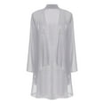 thumbnail image 1 of Zaldita Women's Chiffon Open Front Long Sleeve Sheer Bolero Shrugs Loose Casual Cardigan Grey M, 1 of 5