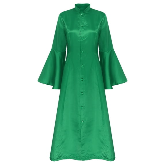 Zaldita Women's Church Clergy Dress Flared Sleeve Maxi Dress Choir Robe Priest Robe Liturgical Robe Green S
