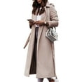 thumbnail image 1 of Zaldita Women's Classic Lapel Trench Coat Open Front Fall Winter Overcoat Jacket with Belt Beige L, 1 of 4