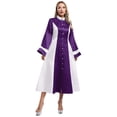 thumbnail image 1 of Zaldita Women's Elegant Church Robe Color Block Flare Sleeve Pastor Dresses Church Minister Elegant Robe Purple S, 1 of 7