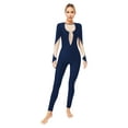 thumbnail image 1 of Zaldita Women's Full Body Long Sleeve Rhinestone Unitard One Piece Skating Dance Gymnastics Bodysuit Navy Blue L, 1 of 7