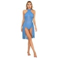 thumbnail image 1 of Zaldita Women's Lyrical Ballet Leotard Halter Neck Flowy Skirt Dress Modern Contemporary Dancewear Light Blue XL, 1 of 7