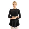 thumbnail image 1 of Zaldita Women's Lyrical Gymnastic Skate Dress Mesh Patchwork Hollow Out Leotard Dresses Black X-Large, 1 of 7