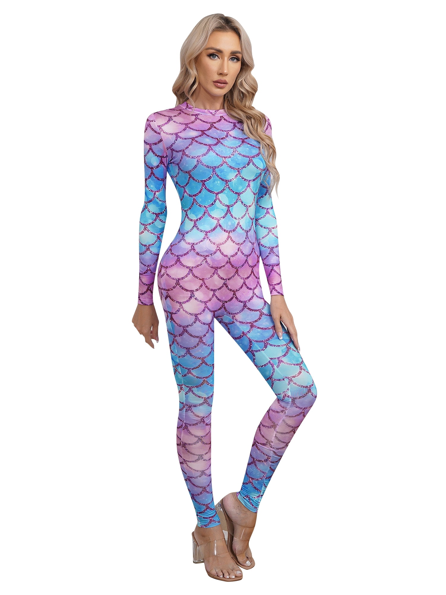 Zaldita Women s Mermaid Fish Scale Print Long Sleeve Rash Guard zaldita-women-s-mermaid-fish-scale-print-long-sleeve-rash-guard