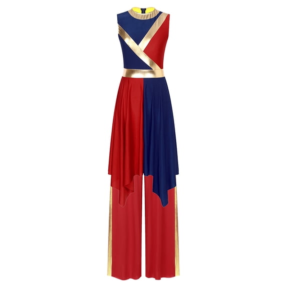Zaldita Women's Praise Worship Dance Outfit with Baggy Trouser Liturgical Dancewear Red L