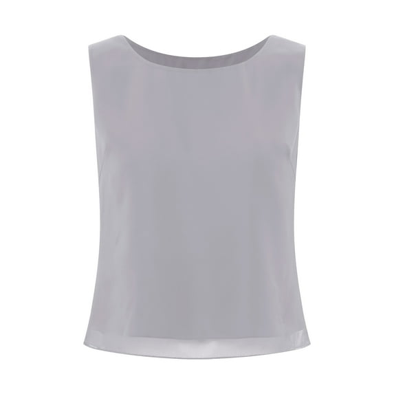 Zaldita Women's Round Neck Sleeveless Tank Top Summer Casual Loose Fit Chiffon Blouses Shirts Tops Grey S
